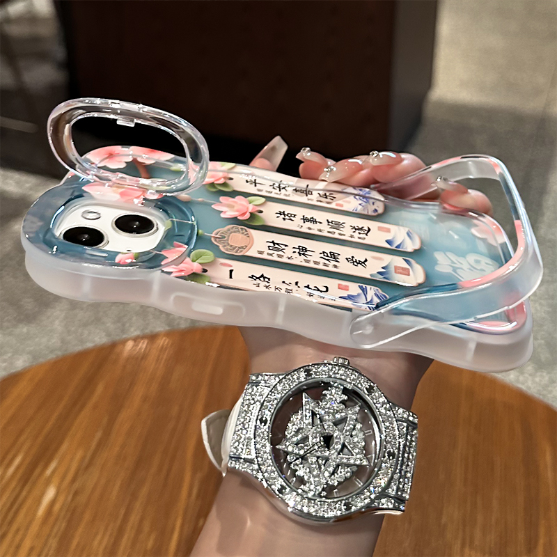 适用于苹果17promax手机壳新款iPhone16一路生花15plus透明14/13隐形双支架一体软硅胶12创意11全包保护套xs - 图2