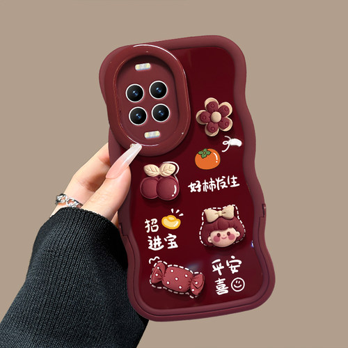 适用于华为Nova15Pro手机壳新女款14/13好柿发生12活力版酒红色11ultra隐形双支架10/9软硅胶波浪边8/7全包套 - 图3