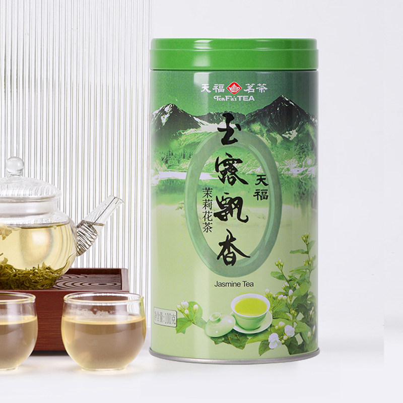 天福茗茶 玉露飘香 飘雪茉莉花茶浓香型 四川花茶散装罐装100g,淘宝优惠券,粉丝福利购,淘宝优惠卷