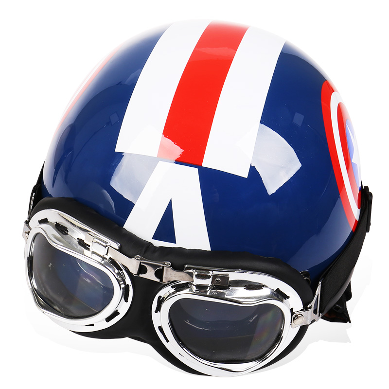 VAR美国队长电动电瓶摩托车头盔女士四季通用半盔男机车安全帽-图3