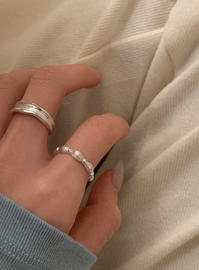 ins冷淡风戒指素圈食指戒简约轻奢高级感指环气质百搭叠戴开口戒