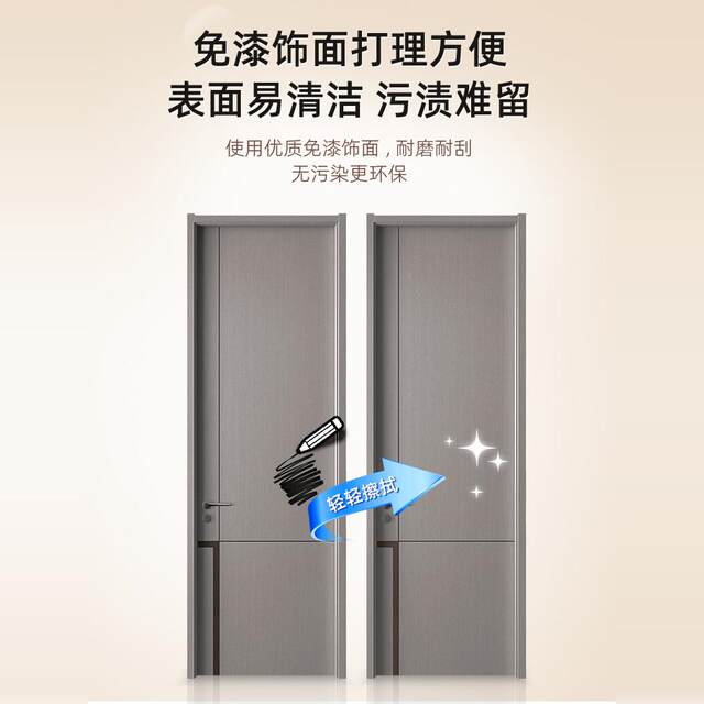 Paint-free, noise-reducing, moisture-proof, environmentally friendly wooden door/glass door