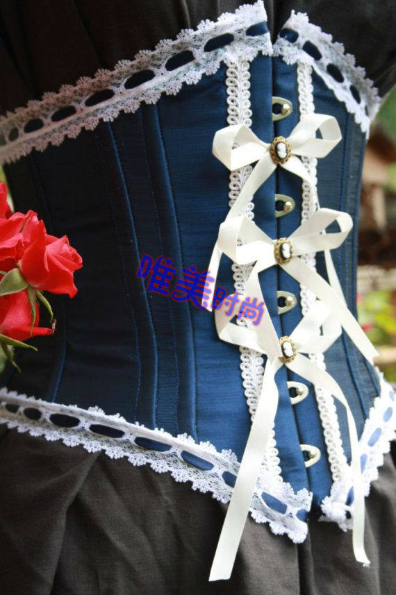 新品蓝色收腹束腰塑身腰封corset镙旋钢骨瘦腰塑身衣复古女束身衣_虎窝淘