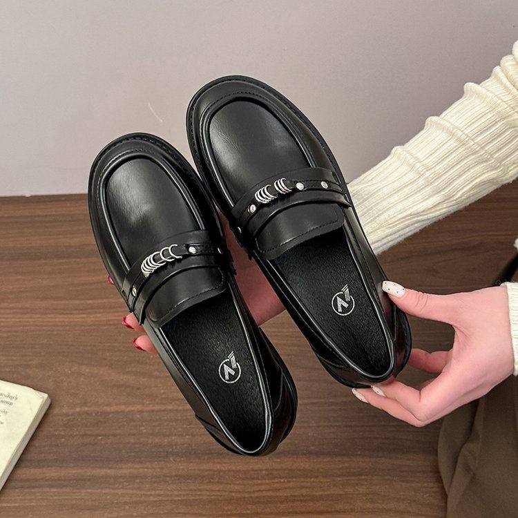 英伦风黑色乐福鞋女2026春季新款一脚蹬小皮鞋厚底百搭通勤单鞋子,淘宝优惠券,粉丝福利购,淘宝优惠卷