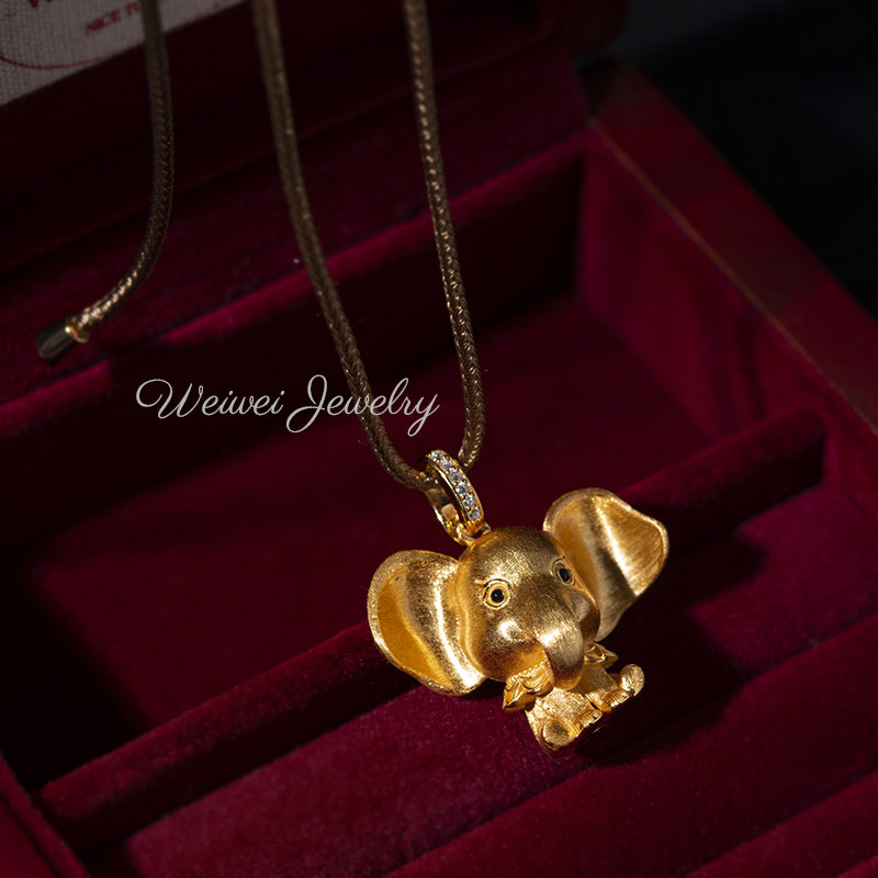 吉祥小飞象吊坠S925银镀金手工拉丝工艺如意大象吊坠项链毛衣链,淘宝优惠券,粉丝福利购,淘宝优惠卷
