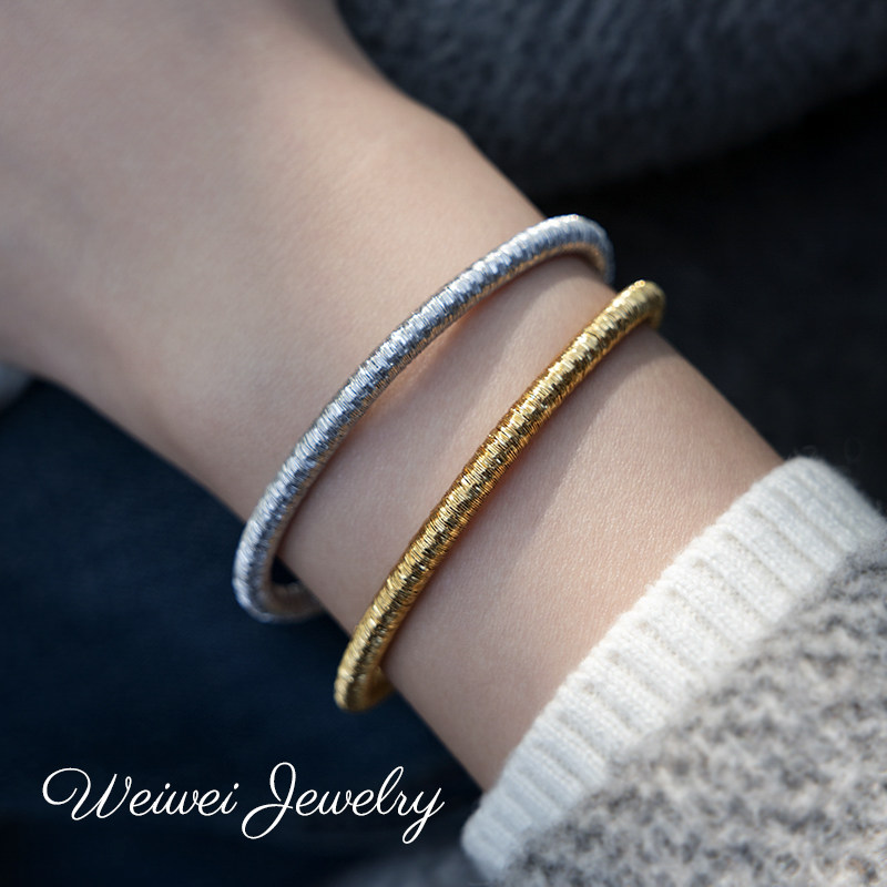 意大利925银镀金铉线素款手链轻奢小众精致纯银百搭轻奢软手镯,淘宝优惠券,粉丝福利购,淘宝优惠卷