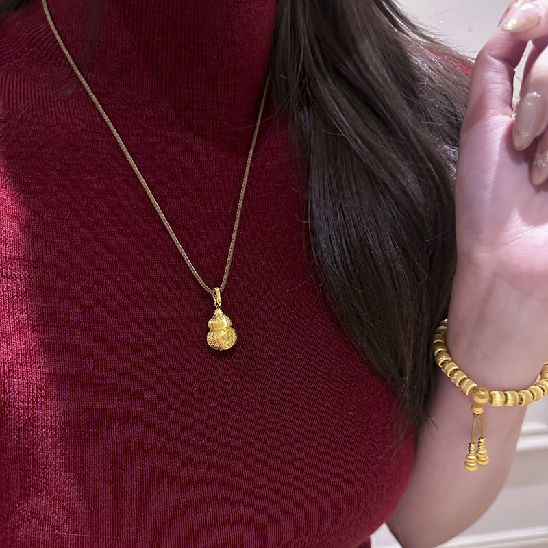 中式复古意大利精工拉丝工艺925银镀18K金花丝四叶草葫芦项链吊坠,淘宝优惠券,粉丝福利购,淘宝优惠卷