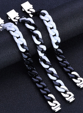 钛钢古巴烤漆手链欧美嘻哈