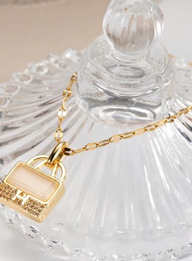 甜酷小众猫眼石镶钻包包项链女