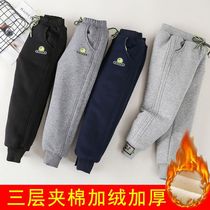 Male Girl Triple Cotton Pants Plus Suede Thickened One Over Winter Warm Long Pants CUHK Children Winter Outwear Super Thick