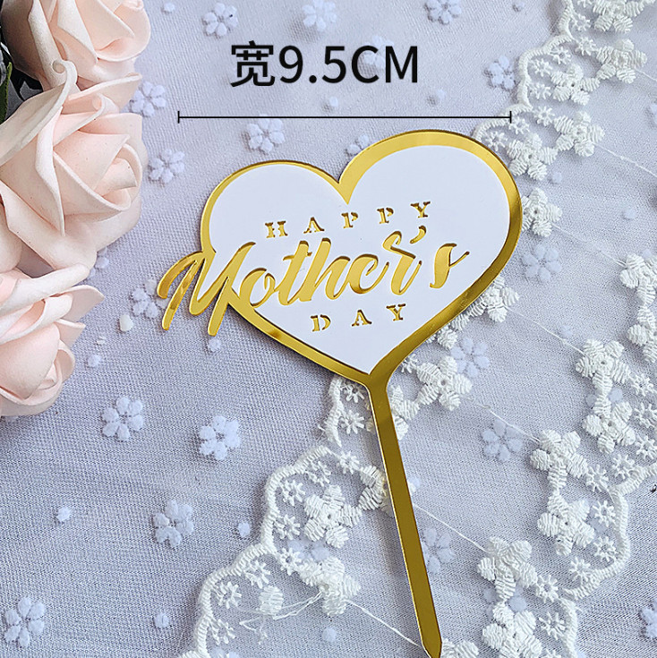 Baking Cake Toppers Happy Mother‘s Day Acrylic Cake Decorat - 图3