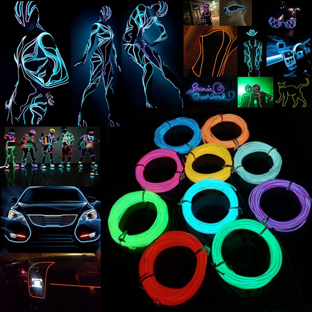 Glow EL Wire Cable LED Neon Christmas Dance Party DIY Costum - 图1