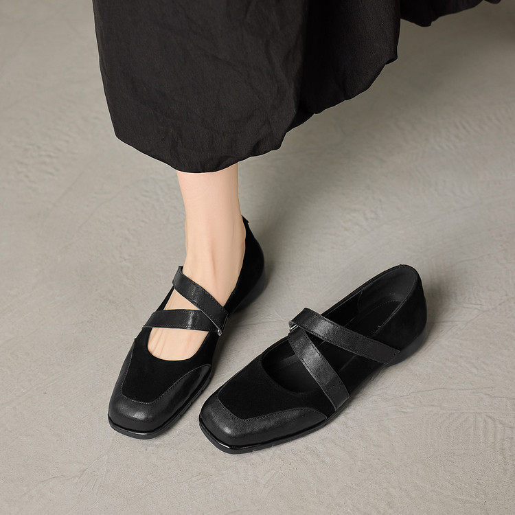 方头粗跟羊皮羊反绒（羊猄）2026年春季深口单鞋,淘宝优惠券,粉丝福利购,淘宝优惠卷