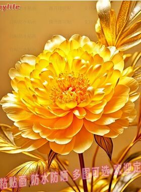 花开富贵吉祥牡丹海报自粘贴画海报贴客厅玄关过道贴墙中式墙自贴