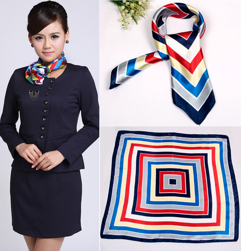 经典回形格商务小丝巾职业中小方巾女导购服务领巾银行空姐工装