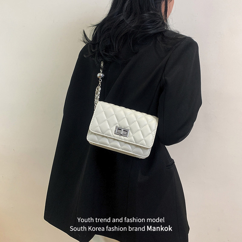 Mankok小方包包女新款2025潮小香风菱格链条包时尚百搭单肩斜挎包,淘宝优惠券,粉丝福利购,淘宝优惠卷