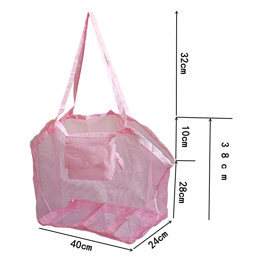 Beach toy storage bag mesh bag children's toy bag travel beach bag seaside storage bag large capacity folding bag