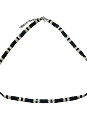 VIKIKO限量925银扣灰色蓝彩玻璃方块锁骨链女高端轻奢项链小礼物