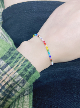 VIKIKO女生彩虹珠百搭幸运绳手链
