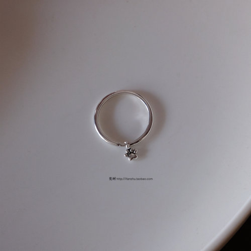 梵树For handmade-《嘿，请你爱我》S925快乐小爪印指环戒指 - 图0