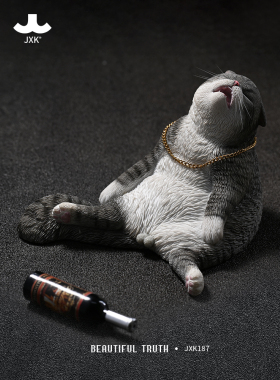 JXK 1/6 醉猫创意可爱表情包醉酒猫咪动物模型手办桌面摆件潮玩