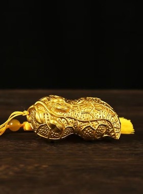 实心毛笔搁镇纸 好事花生工艺品黄铜摆件 创意礼品家居客厅