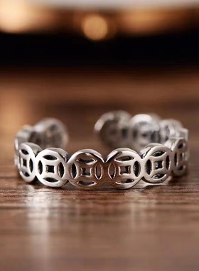 正品纯银足银戒指小众风招财转运