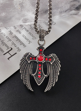 吸血鬼日记钛钢金属十字架吊坠