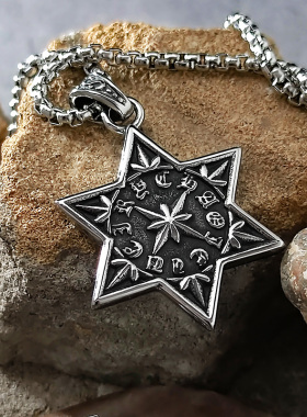 六芒星欧美韩版钛钢挂件毛衣链