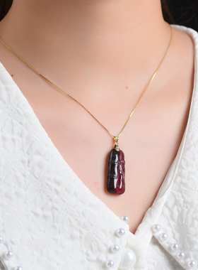 红紫西瓜碧玺吊坠18k金镶嵌碧玺竹节项链女生日礼物妈妈节礼物