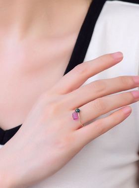 天然蓝碧玺镶嵌包金礼物貔貅戒指