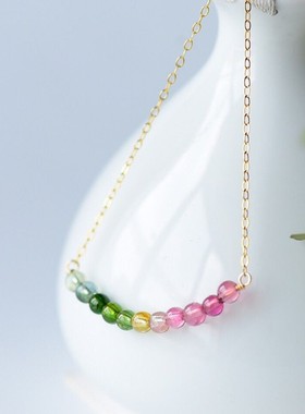 彩虹笑脸18K金镶嵌包14K项链