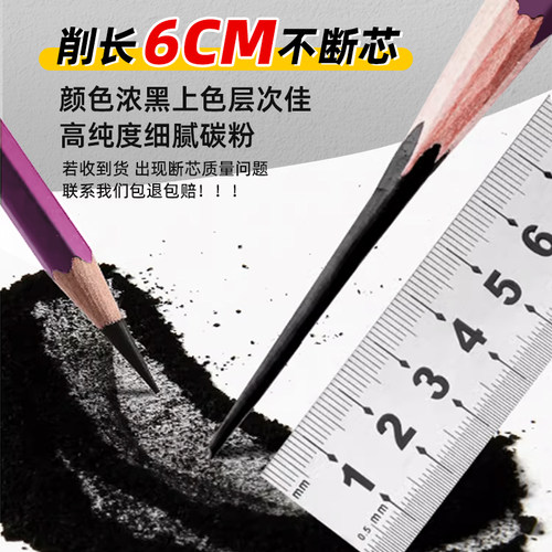 瑞萌特炭笔素描速写碳笔软炭美术生专用速写笔瑞蒙特联考哑光14b铅笔中碳笔中炭软碳硬碳笔瑞特旗舰店素描笔 - 图0