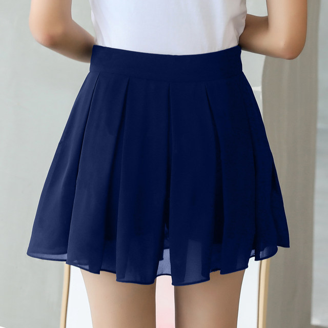 Skirt with ruffled large size chiffon high waist black