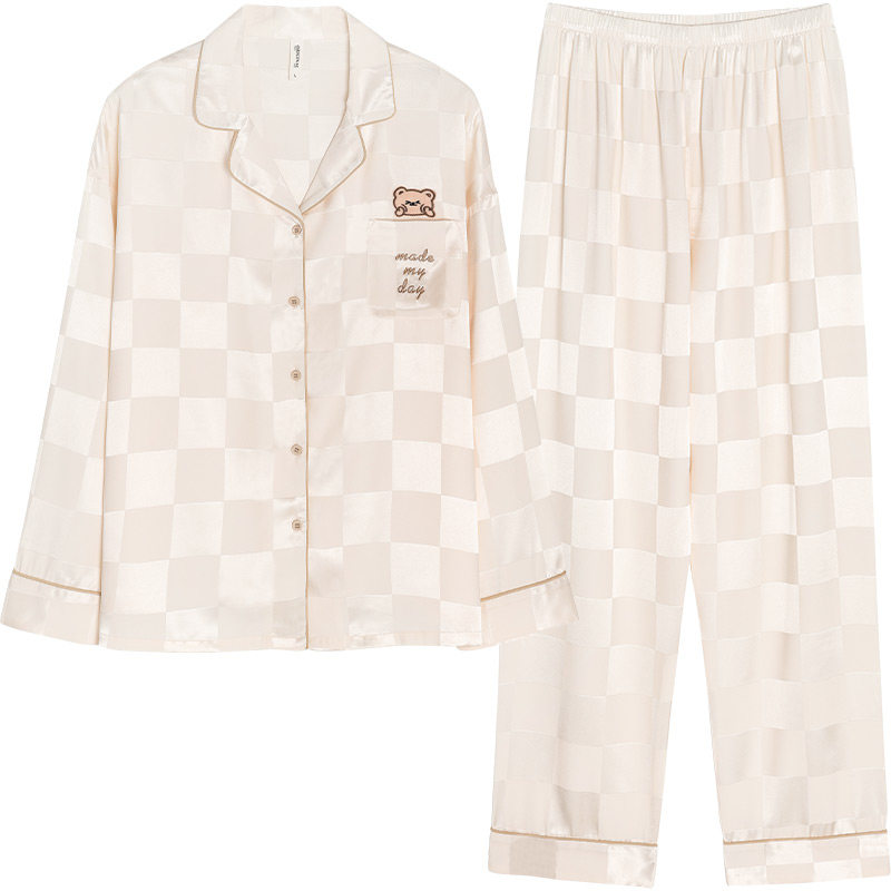 马克公主情侣春秋冰丝小熊高级睡衣 马克公主睡衣/家居服套装