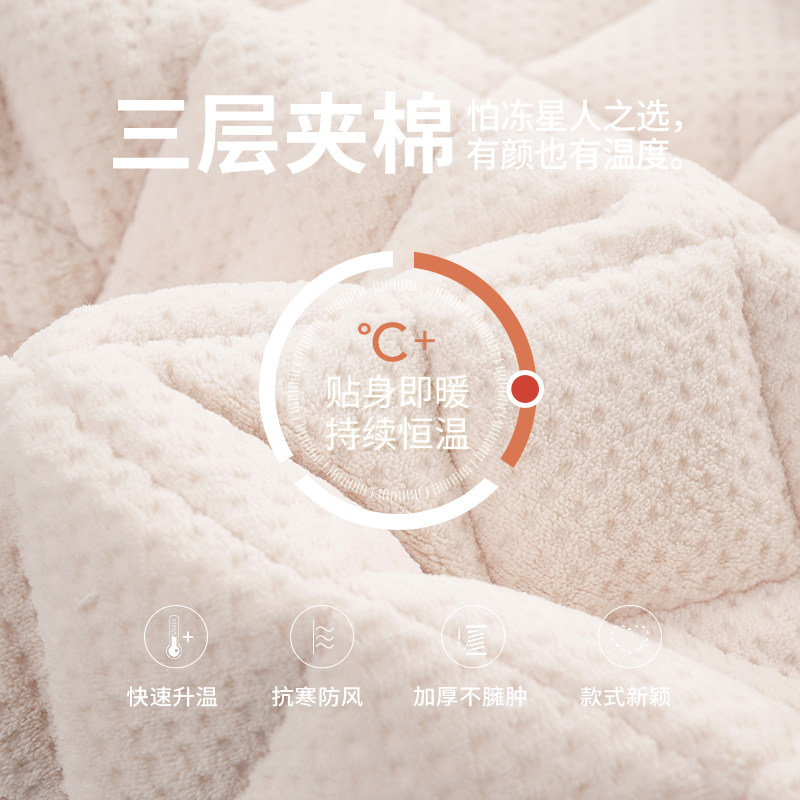 马克公主情侣冬季加绒三层夹棉睡衣 马克公主睡衣/家居服套装