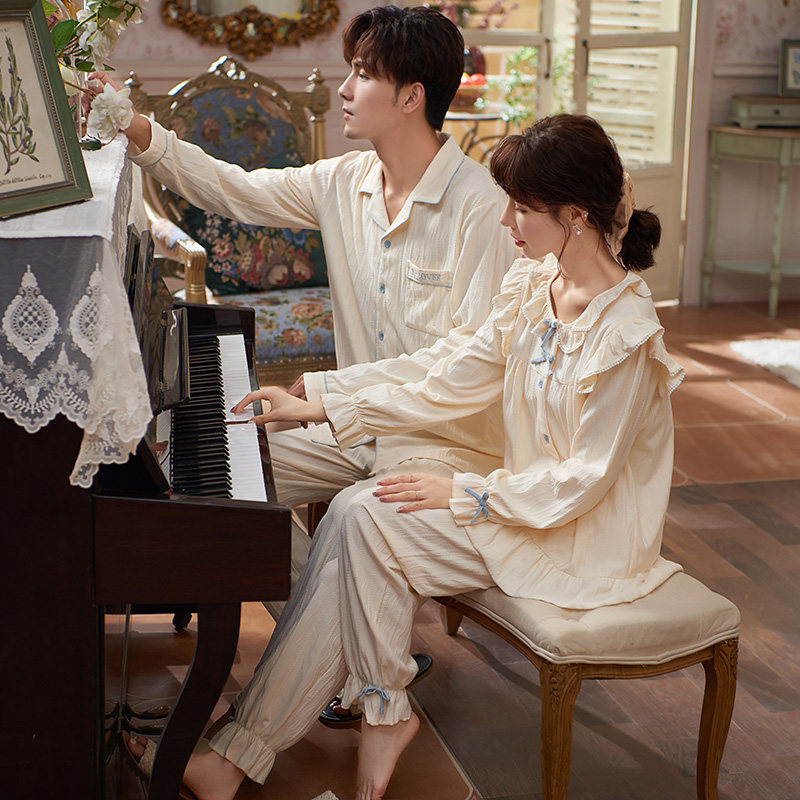 马克公主情侣秋季纯棉高级感睡衣 马克公主睡衣/家居服套装