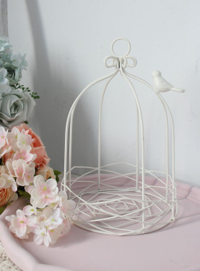 白色装饰鸟笼几何玫瑰花造型婚庆婚礼多肉花架绿植家居阳台盆栽