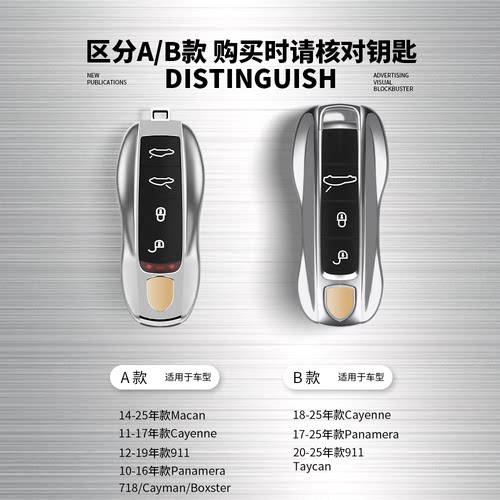 适用保时捷金属钥匙壳套包扣卡宴macan帕拉梅拉718taycan911替换-图3