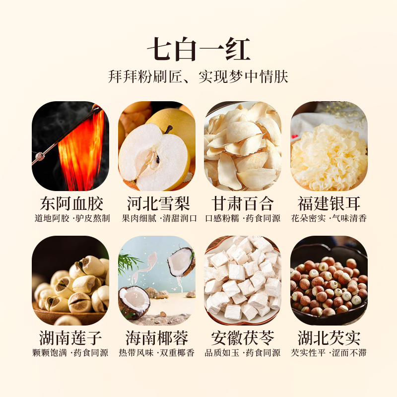 百年堂阿胶七白丸休闲办公零食轻断食代餐80g/盒-图0