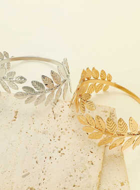 创意简约仿真叶子开口手环百搭