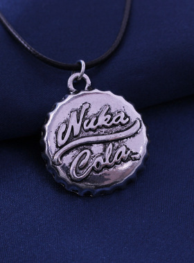 项链啤酒瓶盖吊坠锌合金黑皮绳