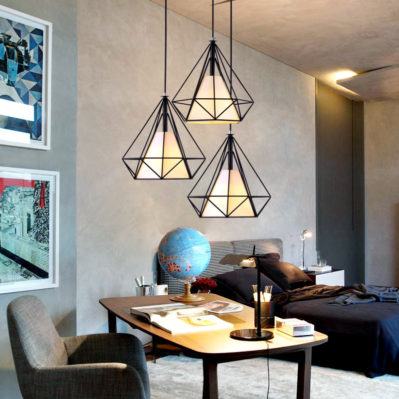北欧简约现代餐厅吊灯三头创意个性饭厅餐桌艺术吧台铁艺钻石灯具,淘宝优惠券,粉丝福利购,淘宝优惠卷