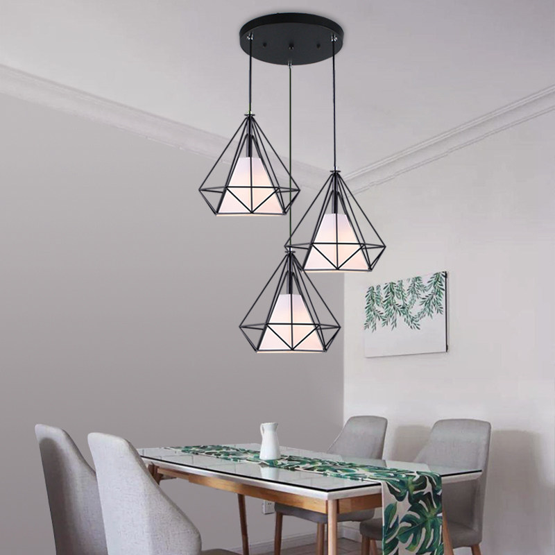 北欧简约现代餐厅吊灯三头创意个性饭厅餐桌艺术吧台铁艺钻石灯具,淘宝优惠券,粉丝福利购,淘宝优惠卷