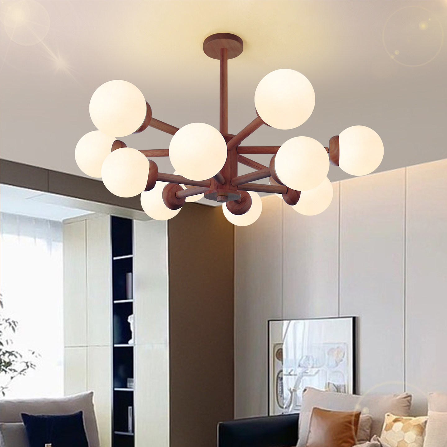 胡桃木中古风魔豆客厅吊灯全光谱护眼主卧室书房餐厅吊灯中山灯具,淘宝优惠券,粉丝福利购,淘宝优惠卷