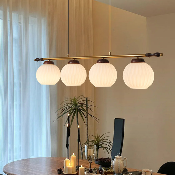 Medieval French retro solid wood glass chandelier