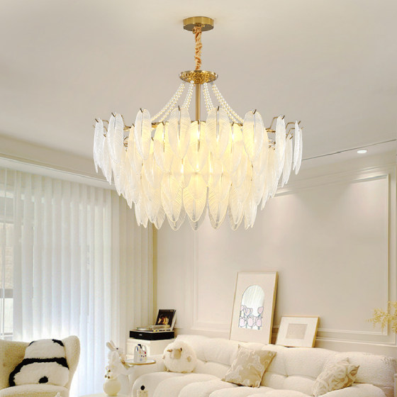 French light luxury feather bedroom dining room living room crystal lamp