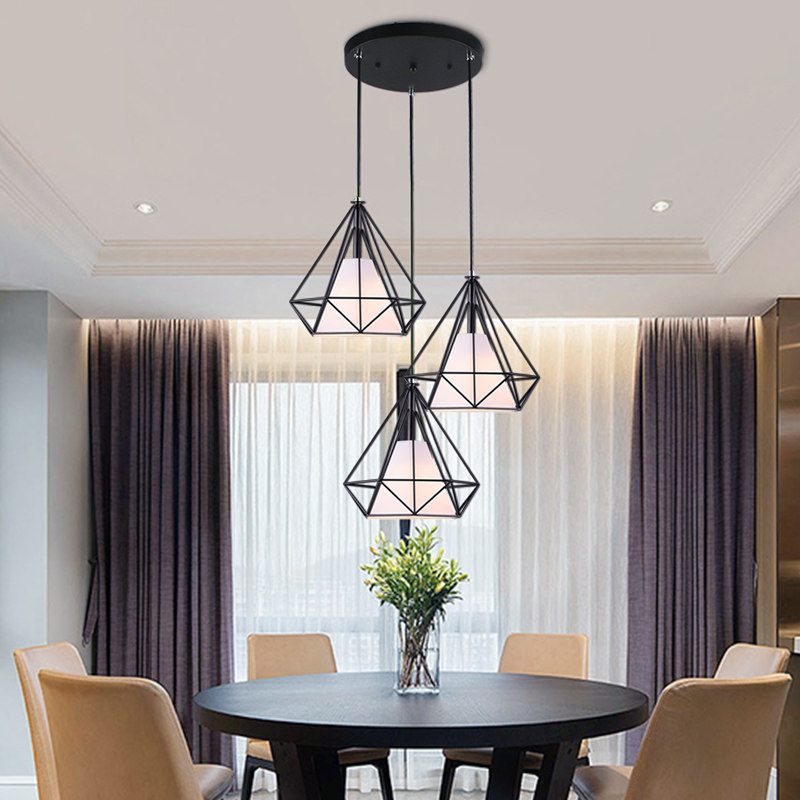 北欧简约现代餐厅吊灯三头创意个性饭厅餐桌艺术吧台铁艺钻石灯具,淘宝优惠券,粉丝福利购,淘宝优惠卷