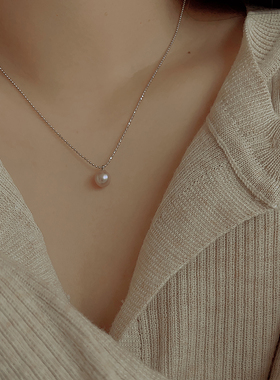 s925银小灯泡珍珠项链