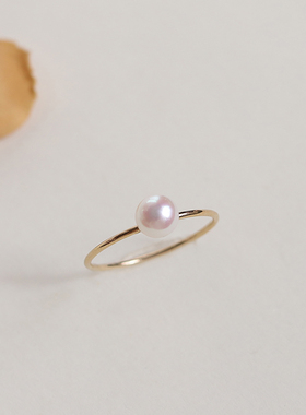 盖娅琳14k包金天然女珍珠戒指女